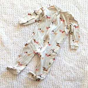 Petit Lem holiday pajamas for baby Dachshund through the snow winter dogs